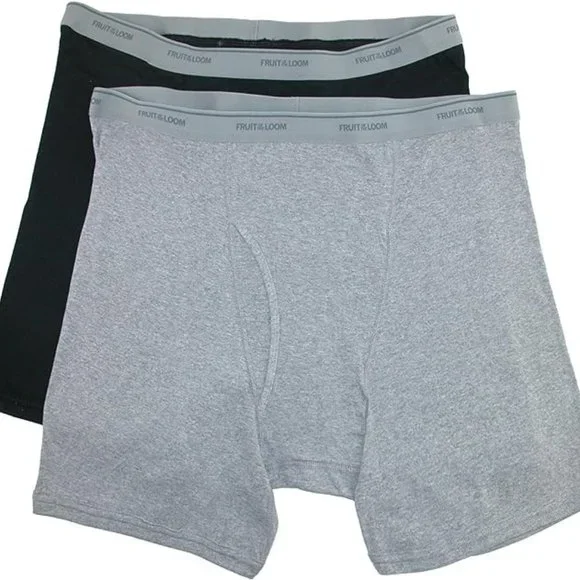 Fruit of the Loom Men's Big Man Black and Gray Boxer Brief 2pk, 2XB - Picture 2 of 2